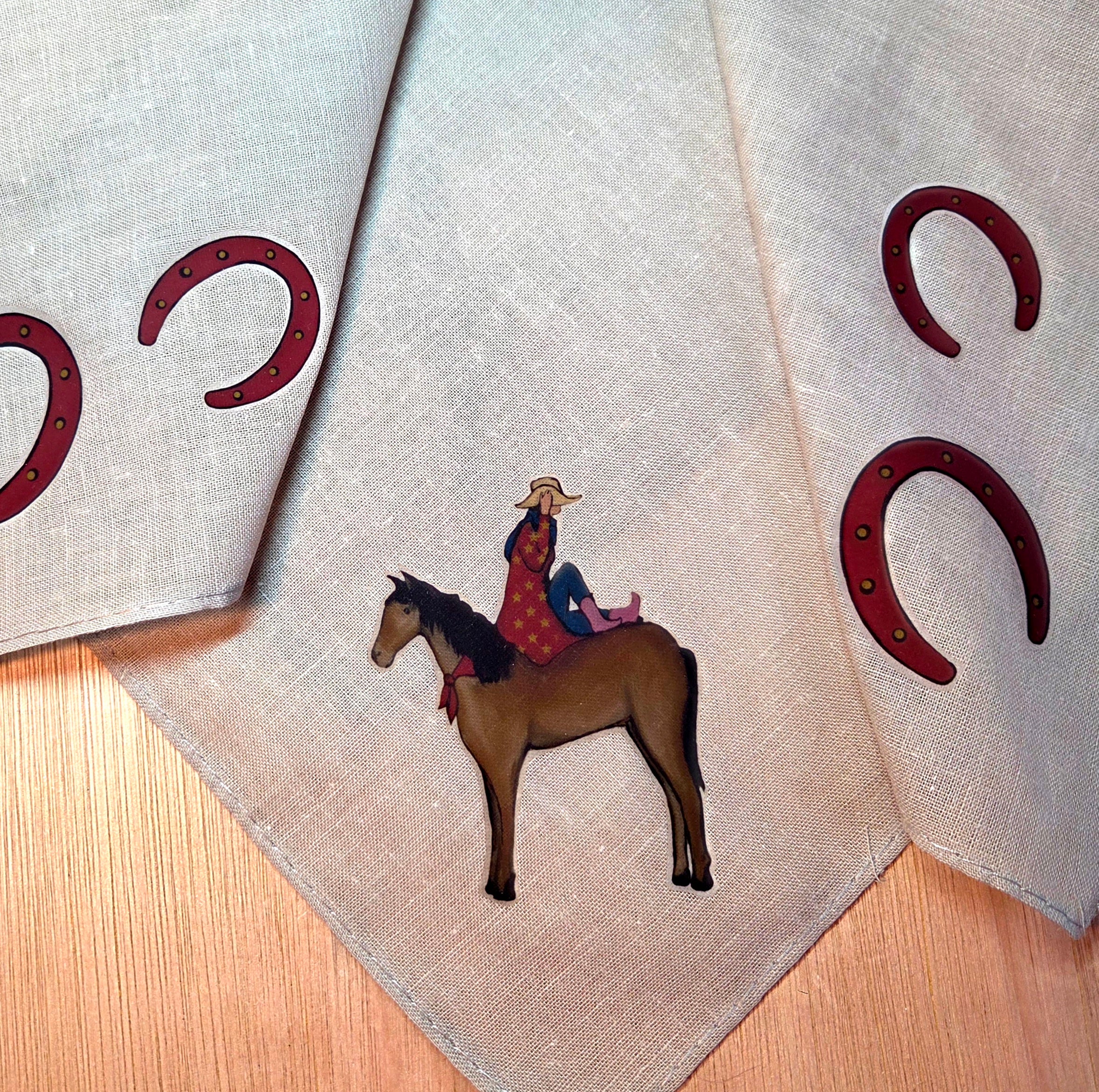 The Cowgirl and The Lucky Horse Shoes Bandana Scarf Neck Tie 100% Cotton