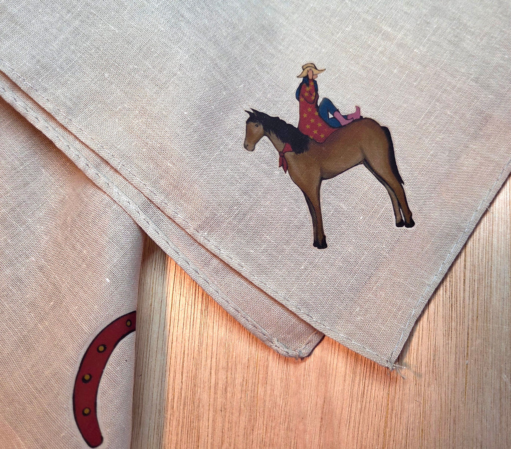 The Cowgirl and The Lucky Horse Shoes Bandana Scarf Neck Tie 100% Cotton