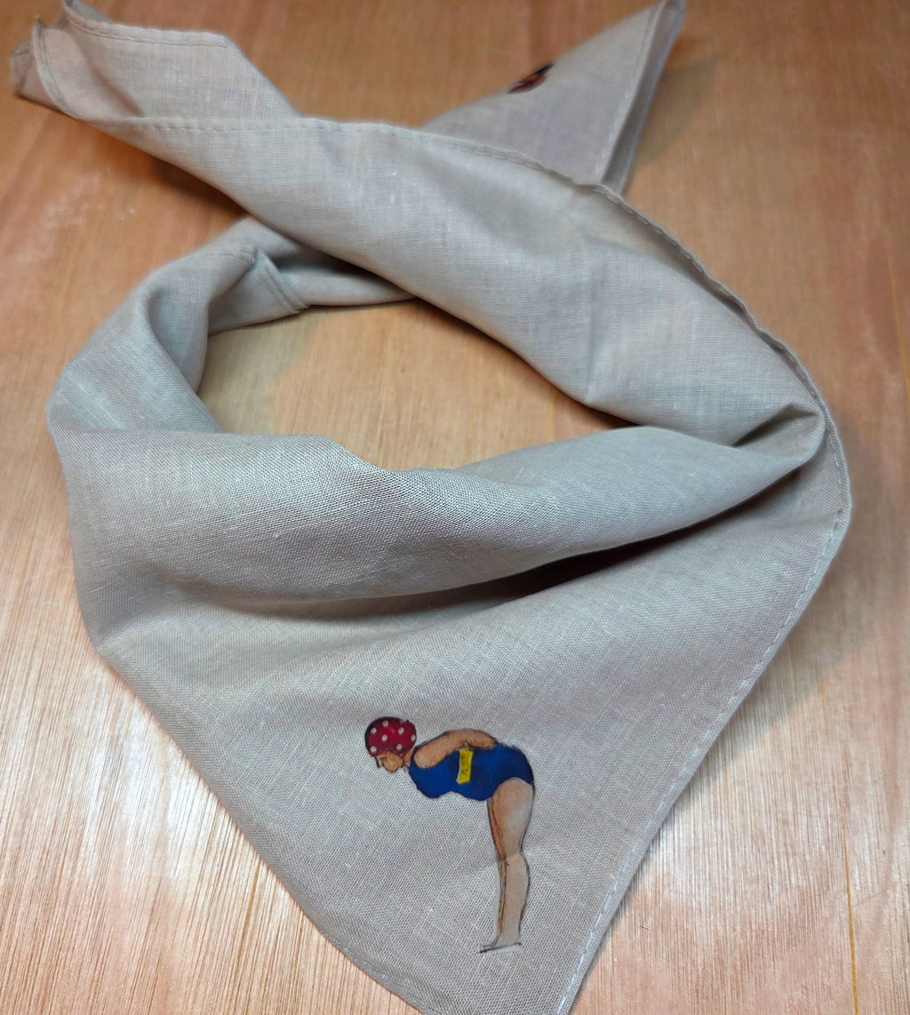 The Little Lady Swimmer Bandana Scarf Neck Tie 100% Cotton Dark Beige