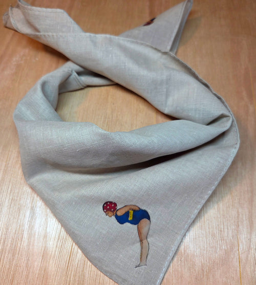 The Little Lady Swimmer Bandana Scarf Neck Tie 100% Cotton Dark Beige
