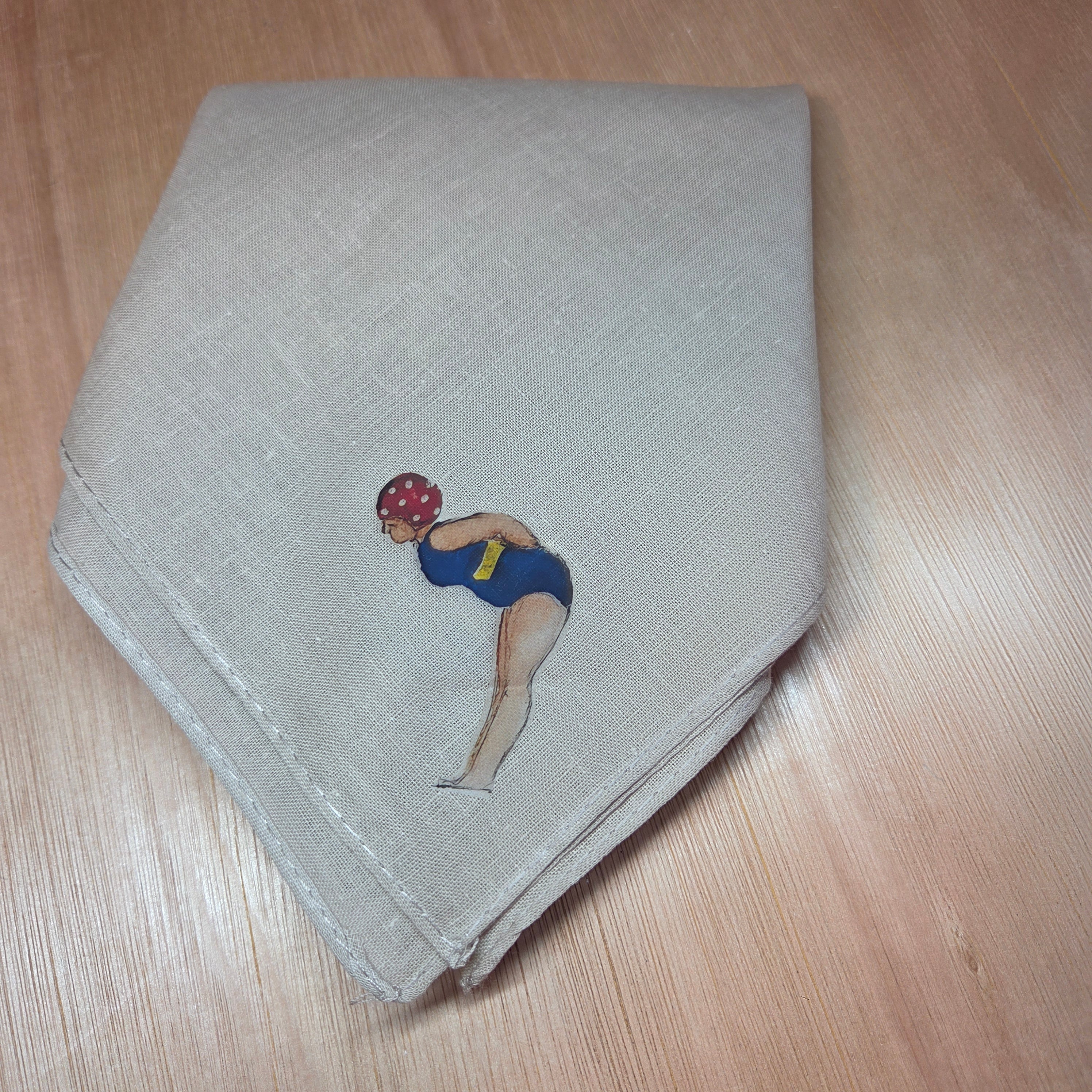 The Little Lady Swimmer Bandana Scarf Neck Tie 100% Cotton Dark Beige