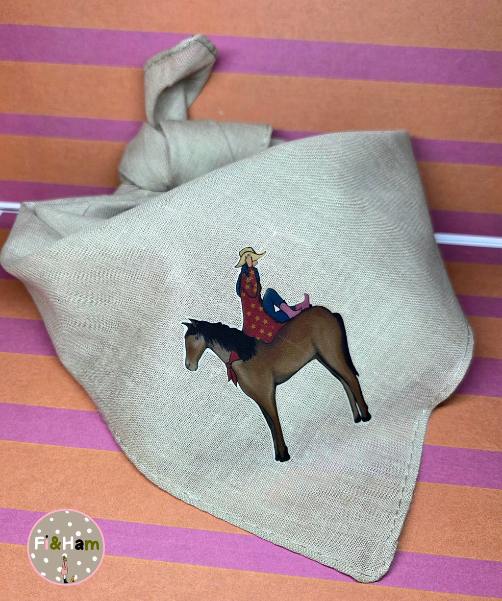 The Cowgirl and The Lucky Horse Shoes Bandana Scarf Neck Tie 100% Cotton